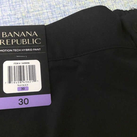 NWT Banana Republic Motion Tech Hybrid Pants Slacks Slim Fit Black Men's size 30 - Picture 8 of 13